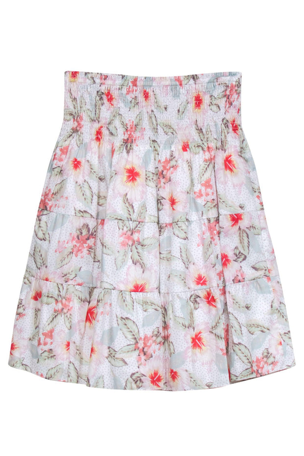 Current Boutique-Rebecca Taylor - Cream Multicolor Floral Print Skirt w/ Smocking Detail Sz S
