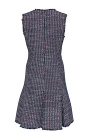 Current Boutique-Rebecca Taylor - Navy & Pink Tweed Sleeveless A-Line Dress w/ Frayed Trim Sz 8