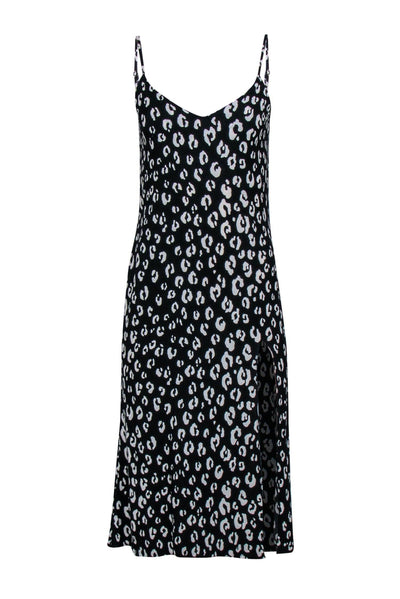 Current Boutique-Reformation - Black & White Leopard Print Midi Dress w/ High Slit Sz 4