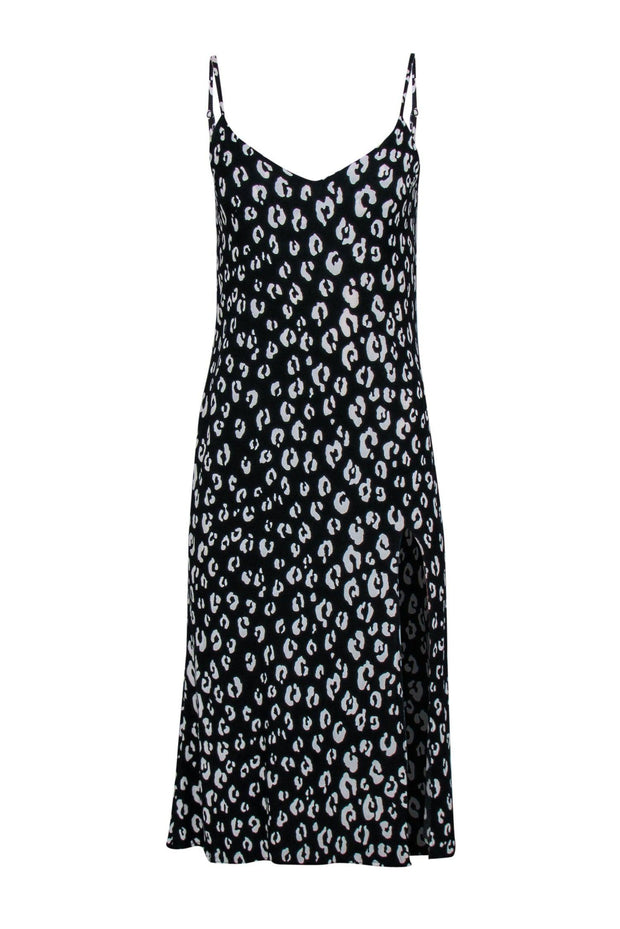 Current Boutique-Reformation - Black & White Leopard Print Midi Dress w/ High Slit Sz 4
