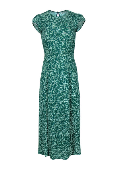 Current Boutique-Reformation - Green & White Floral Print Maxi Dress w/ Open Back Sz 4