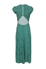 Current Boutique-Reformation - Green & White Floral Print Maxi Dress w/ Open Back Sz 4