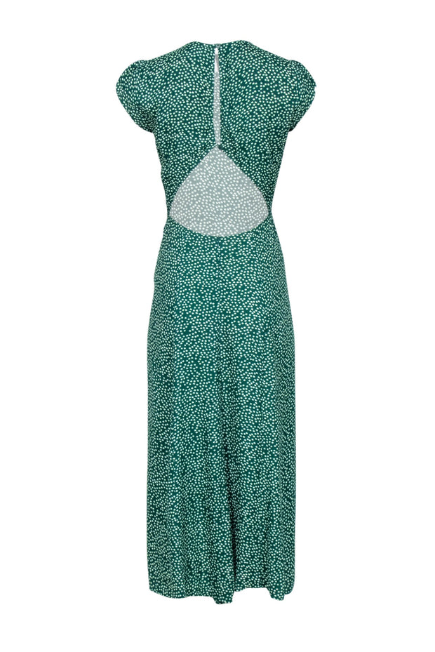 Current Boutique-Reformation - Green & White Floral Print Maxi Dress w/ Open Back Sz 4