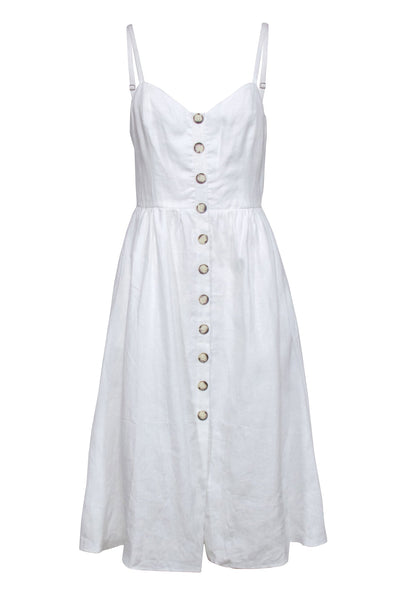 Current Boutique-Reformation - Ivory Sleeveless Button Front Linen Dress Sz 6