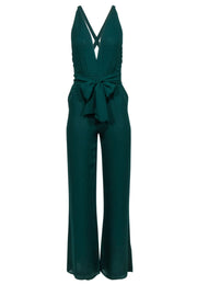 Current Boutique-Reformation - Green Open Back Plunging Neckline Jumpsuit Sz 0
