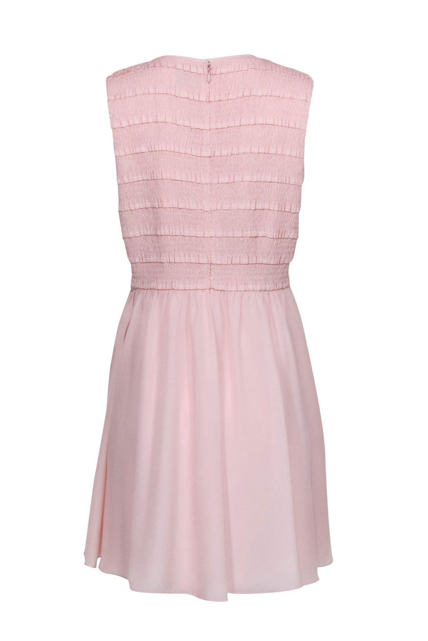 Current Boutique-Reiss - Light Pink Smocked & Ruffled Sleeveless Fit & Flare Dress Sz 12