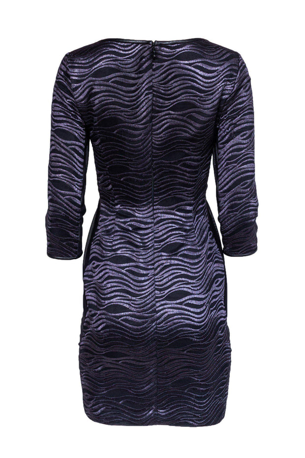 Current Boutique-Reiss - Black Shiny Wavy Embroidery Sheath Dress Sz 4