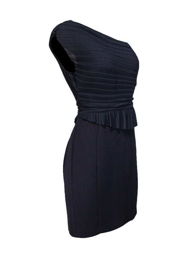 Current Boutique-Reiss - Black One-Shoulder Dress w/ Pleats Sz 6