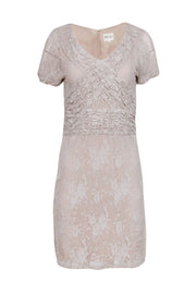 Current Boutique-Reiss - Nude Lace Bodycon Dress w/ Waist Defining Details Sz 8