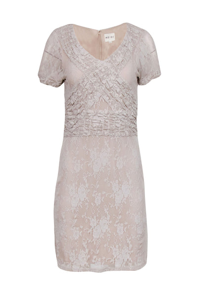 Current Boutique-Reiss - Nude Lace Bodycon Dress w/ Waist Defining Details Sz 8