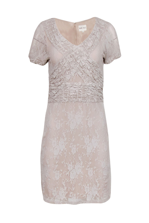 Current Boutique-Reiss - Nude Lace Bodycon Dress w/ Waist Defining Details Sz 8