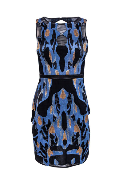 Current Boutique-Reiss - Black & Blue Swirled Sheath Dress Sz 4