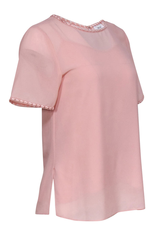 Current Boutique-Reiss - Light Pink Sheer Silky Tee w/ Camisole Sz 4