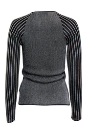 Current Boutique-Reiss - Black & Gold Sparkle Rib Knit Long Sleeve Shirt Sz M