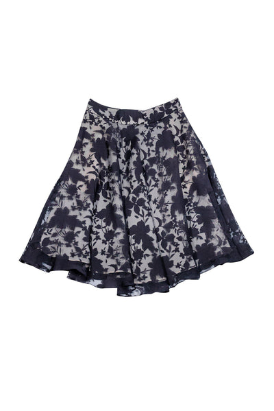 Current Boutique-Reiss - Black & Nude Flared Floral Skirt Sz 4