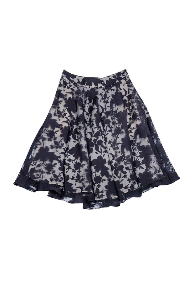 Current Boutique-Reiss - Black & Nude Flared Floral Skirt Sz 4