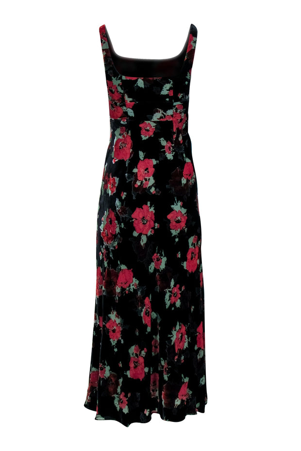 Current Boutique-RIXO - Black Velvet Burnout Poppy Print Midi Gown Sz XS