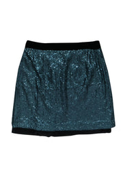 Current Boutique-Robert Rodriguez - Teal Sequin Miniskirt Sz 8