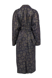 Current Boutique-Roberto Cavalli - Vintage Purple & Gold Patterned Suede Trench Coat Sz S