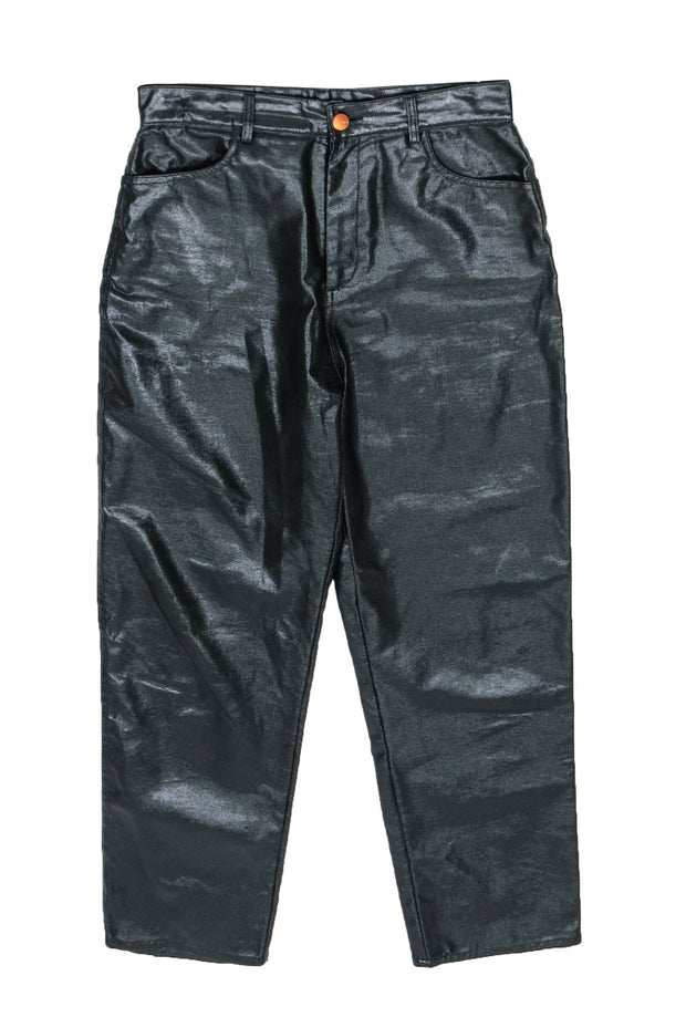 Current Boutique-Rodebjer - Green Vinyl Straight Leg Pants Sz S