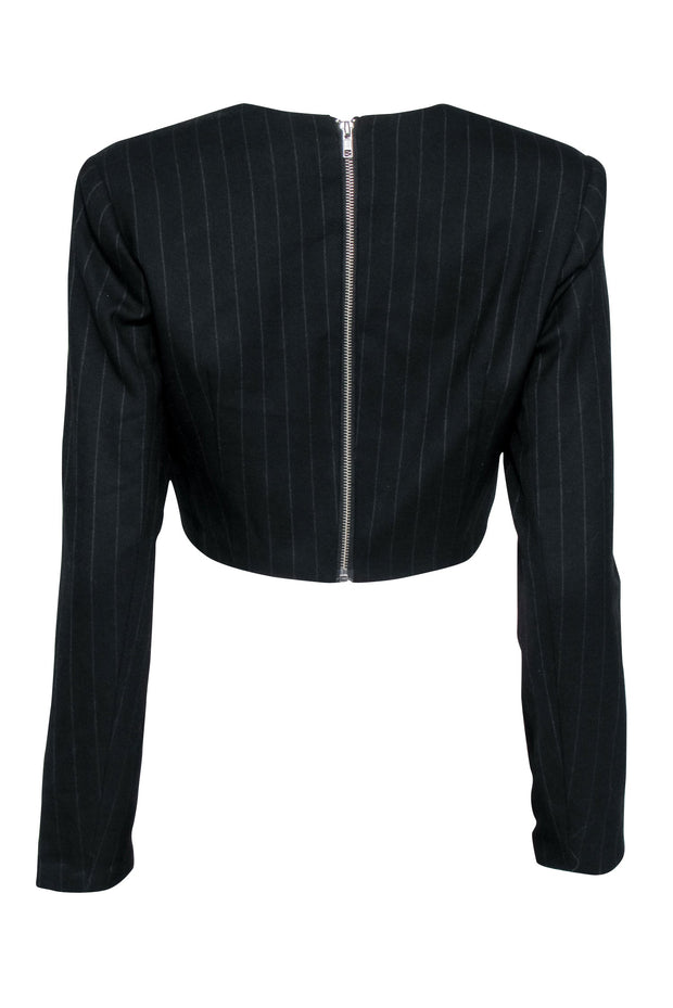 Current Boutique-Ronny Kobo - Black & grey Pinstripe Crop Top Sz L