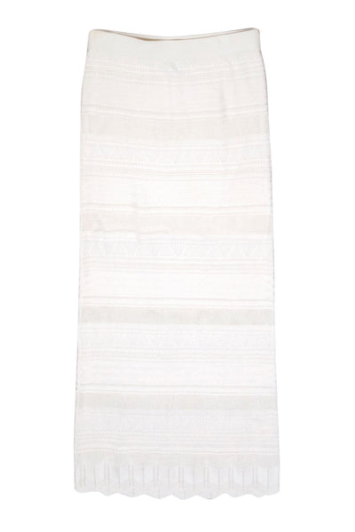 Current Boutique-Torn by Ronny Kobo - White Textured Knit Maxi Skirt Sz L