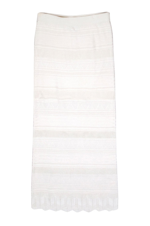 Current Boutique-Torn by Ronny Kobo - White Textured Knit Maxi Skirt Sz L
