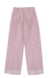 Current Boutique-Ryan Roche - Light Mauve Floral Lace Wide Leg Trousers Sz 2