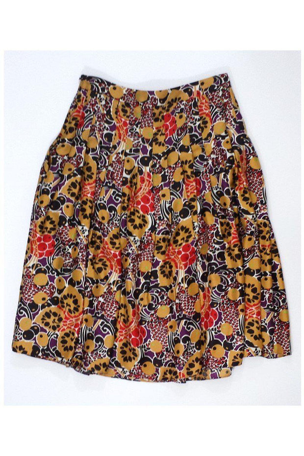 Current Boutique-Saks Fifth Avenue - Multicolor Print Silk Pleated Midi Skirt Sz 2