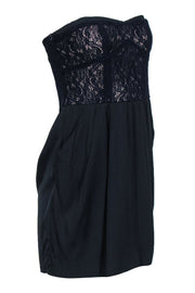 Current Boutique-Sandro - Navy & Black Lace Bodice Strapless Mini Dress Sz L