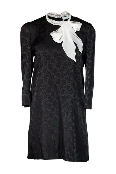 Current Boutique-Sandro - Black Ketty Tie Detail Rose Print Shift Dress Sz S