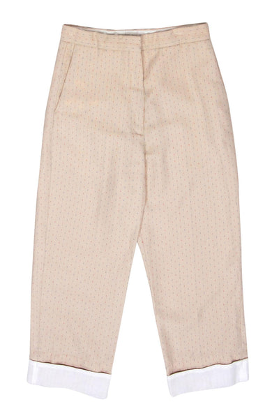 Current Boutique-Sandro - Beige, Red & Blue Speckled Straight Leg Cuffed Trousers Sz 4