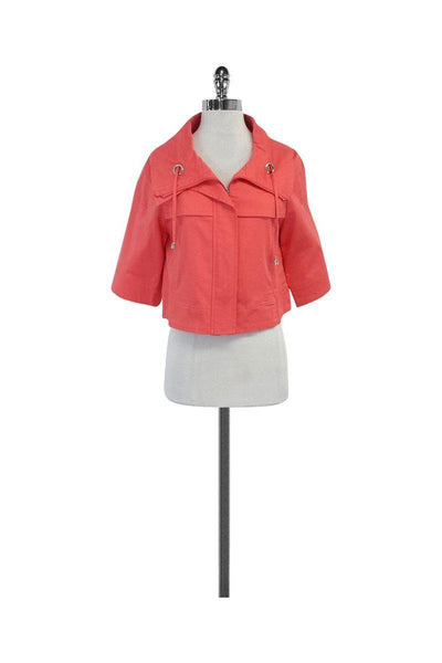 Current Boutique-Sandro - Coral Cotton Zip Up Drawstring Jacket Sz S