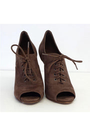 Current Boutique-Schutz - Deep Taupe Suede Peep Toe Heels Sz 6