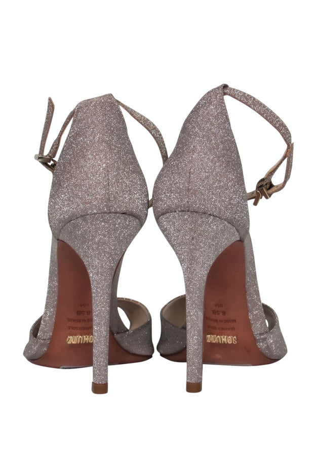 Current Boutique-Schutz - Champagne Gold Glitter Strappy Heels Sz 8.5