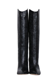 Current Boutique-Schutz - Black Crocodile Textured Tall Boots Sz 7.5