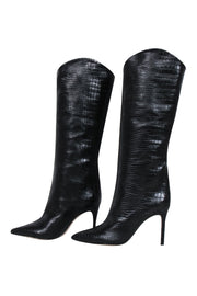 Current Boutique-Schutz - Black Crocodile Textured Tall Boots Sz 7.5