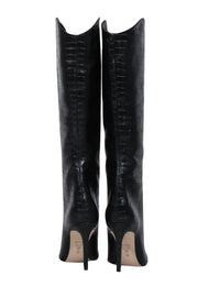Current Boutique-Schutz - Black Crocodile Textured Tall Boots Sz 7.5