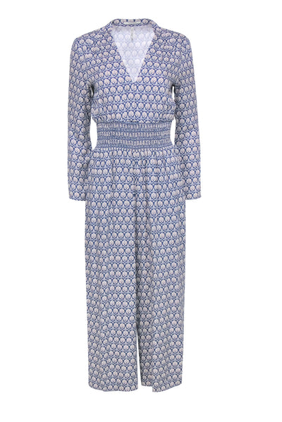 Current Boutique-Scotch & Soda - Blue & Cream Bohemian Print Wide Leg Jumpsuit Sz XS