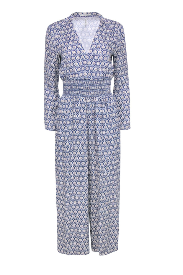 Current Boutique-Scotch & Soda - Blue & Cream Bohemian Print Wide Leg Jumpsuit Sz XS