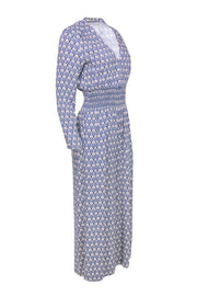 Current Boutique-Scotch & Soda - Blue & Cream Bohemian Print Wide Leg Jumpsuit Sz XS