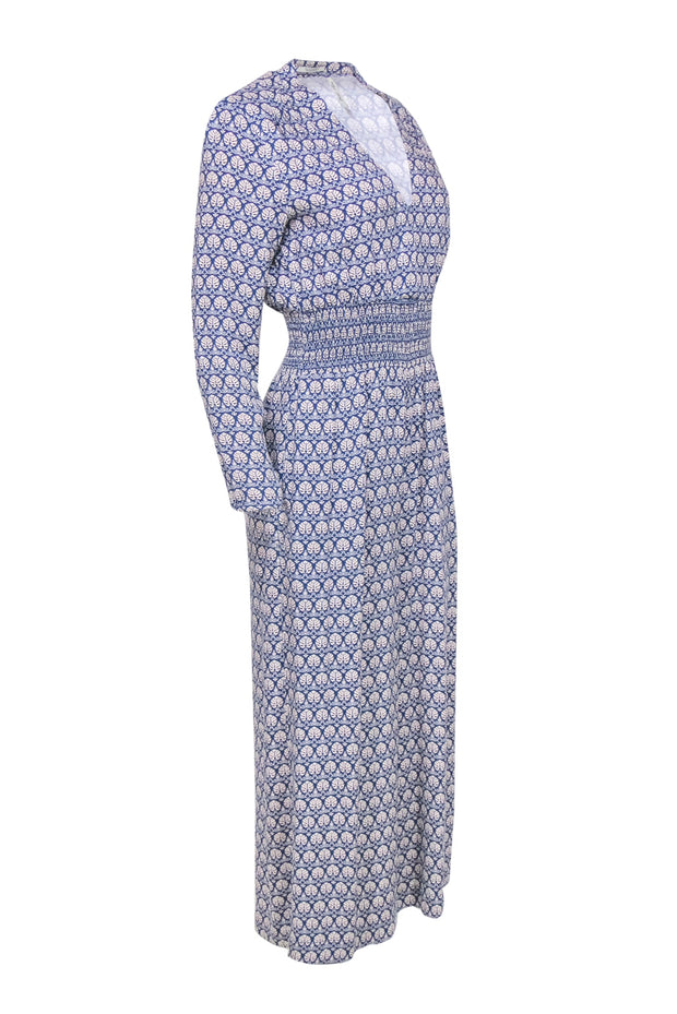 Current Boutique-Scotch & Soda - Blue & Cream Bohemian Print Wide Leg Jumpsuit Sz XS
