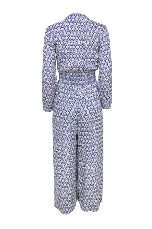 Current Boutique-Scotch & Soda - Blue & Cream Bohemian Print Wide Leg Jumpsuit Sz XS
