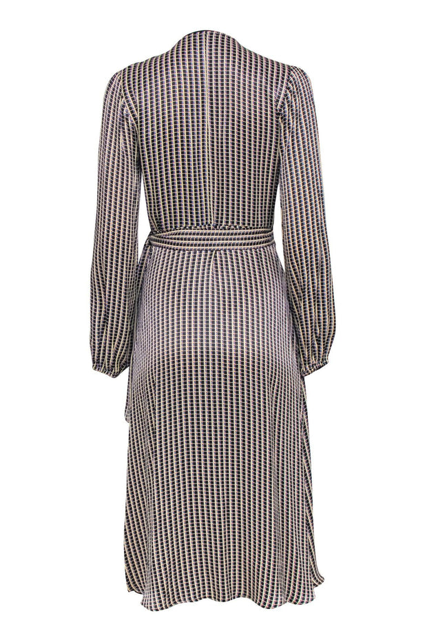 Current Boutique-Second Female - Black w/ Cream Print Wrap Midi Dress Sz S