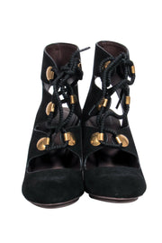Current Boutique-See by Chloe - Black Suede Lace-Up Pumps Sz 8.5