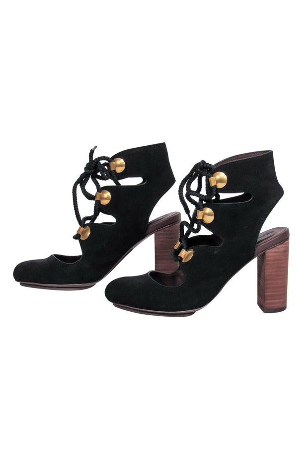 Current Boutique-See by Chloe - Black Suede Lace-Up Pumps Sz 8.5
