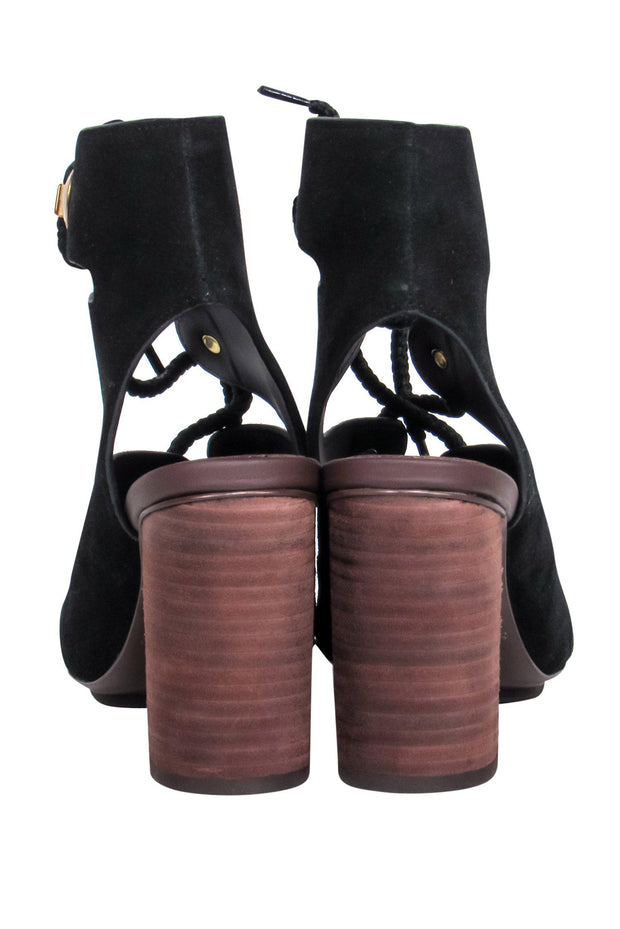 Current Boutique-See by Chloe - Black Suede Lace-Up Pumps Sz 8.5