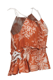 Current Boutique-See By Chloe - Orange & Beige Tropical Print Tank w/ Rope Tie Sz 8