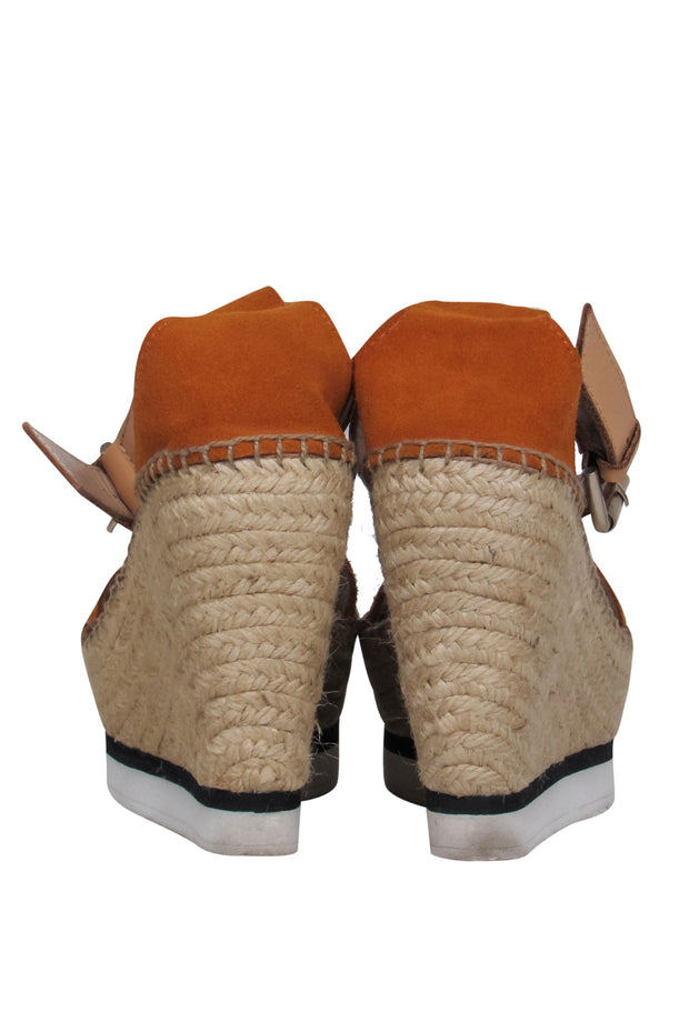 Current Boutique-See by Chloe - Burnt Orange Suede Woven Platform Espadrilles Sz 6