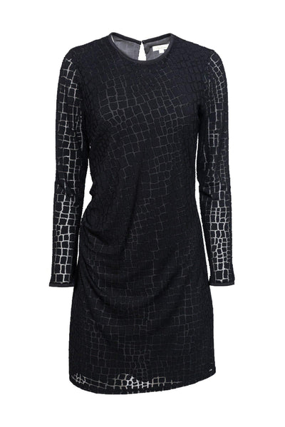 Current Boutique-Shoshanna - Black Mesh Reptile Textured Dress Sz 10